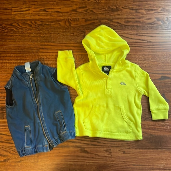 BUNDLE- 18mo Carters Denim lined vest & Quicksilver hooded long-sleeve h… - Picture 1 of 8